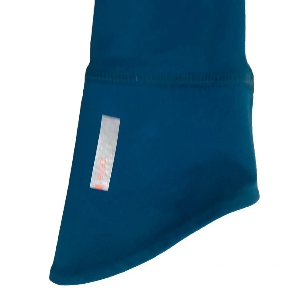 Zella zip up teal ruched athletic jacket with zip up pockets & ruffle back small